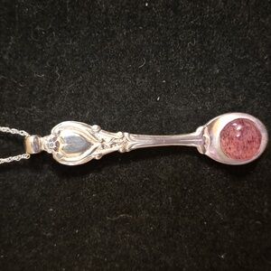 Sapphireskies Designs Sterling Strawberry Quartz Repurposed Salt Spoon Necklace